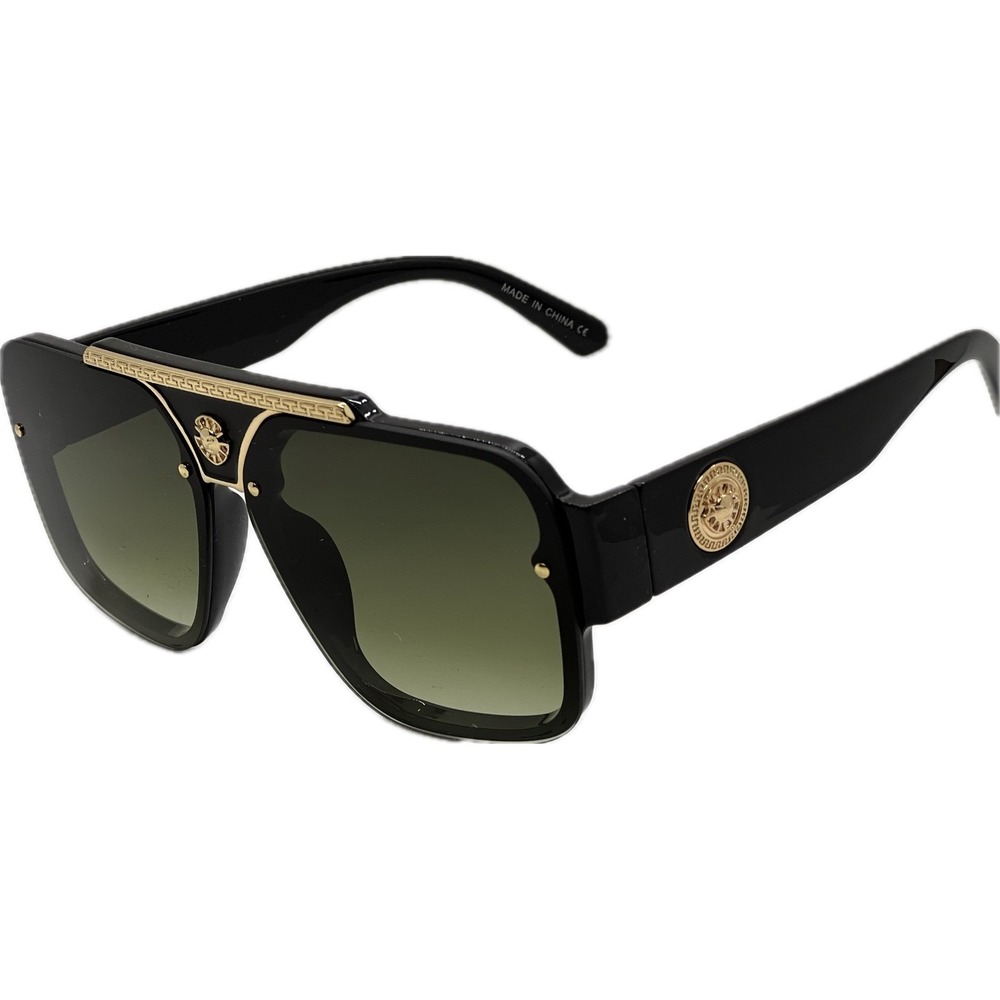 Square Aviator Sunglasses Accents Gold Women Black Frame Fashion Oversized Gafas - Picture 7 of 8